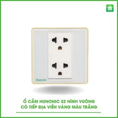 Ổ Cắm Hunonic S2 Có Tiếp Địa Viền Vàng Hình Vuông 4