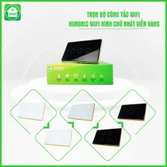 Công Tắc Cảm Ứng Wifi Hunonic Hình Chữ Nhật Viền Vàng 1