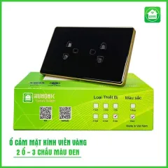 Ổ Cắm Hunonic Có Tiếp Địa Viền Vàng 3