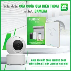 Combo Công Tắc Cửa Cuốn Hunonic Màu Trắng Kết Hợp Camera Icat Mini 1