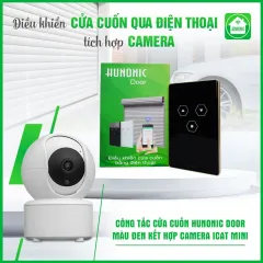 Combo Công Tắc Cửa Cuốn Hunonic Màu Đen Kết Hợp Camera Icat Mini 1