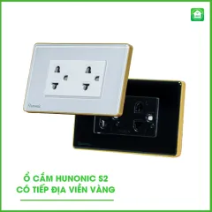 Ổ Cắm Hunonic S2 Có Tiếp Địa Viền Vàng 1