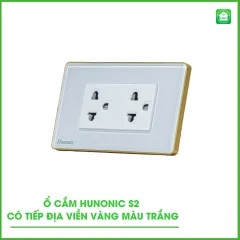 Ổ Cắm Hunonic S2 Có Tiếp Địa Viền Vàng 3