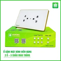 Ổ Cắm Hunonic Có Tiếp Địa Viền Vàng 1