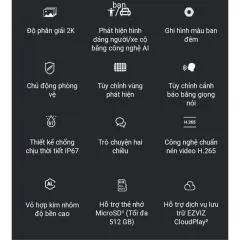 Camera Wifi EZVIZ H3 2K 3MP, Đàm Thoại 2 Chiều, Chuẩn H.265, Ai Thông Minh - VTS Việt Nam 9