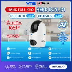 Camera Wifi DAHUA 2 Mắt Hero Dual D1 H3D-3F 6MP/H5D-5F 10MP Xoay 360, Đàm Thoại 2 Chiều, Theo Dõi 5