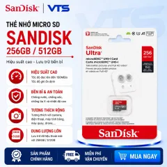 Thẻ Nhớ MicroSDXC SanDisk 256GB/512GB Ultra A1 C10 U1 UHS-I 150MB/s Chính Hãng, Bảo Hành 7 Năm 2