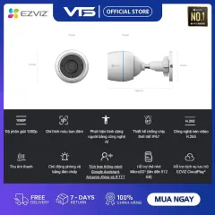 Camera Wifi EZVIZ H3C 2MP Color, Full HD - Mic Thu Âm, Có Màu Ban Đêm - Chuẩn Nén H.265 - VTS VN 2