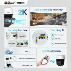 Camera Wifi DAHUA P3I 3MP/P5I 5MP Ngoài Trời, Có Màu Ban Đêm, Xoay 360 Độ, Đàm Thoại, Theo Dõi 9