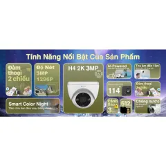 Camera Wifi EZVIZ Dome H4 3MP 2K, Đàm Thoại 2 Chiều, Có Màu Ban Đêm, Tích Hợp Còi Đèn Cảnh Báo 3