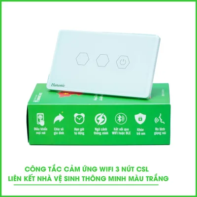 Công Tắc Wifi 3 Nút Liên Kết Nhà Vệ Sinh Thông Minh Màu Trắng