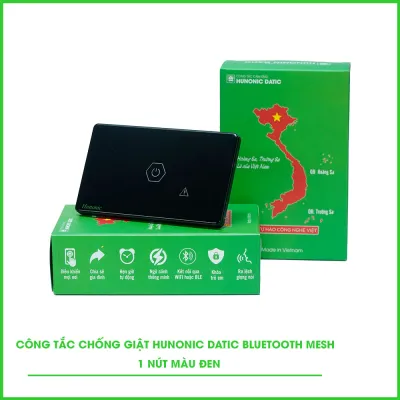 Công Tắc Chống Giật BLE Mesh Hunonic Datic Màu Đen
