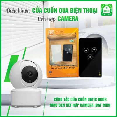Combo Công Tắc Cửa Cuốn Datic Màu Đen Kết Hợp Camera Icat Mini