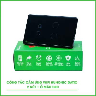 Công Tắc Cảm Ứng Wifi 2in1 Hunonic Datic Màu Đen