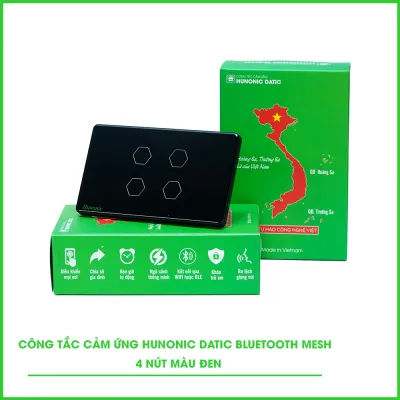 Công Tắc Cảm Ứng 4 Nút BLE Mesh Hunonic Datic Màu Đen