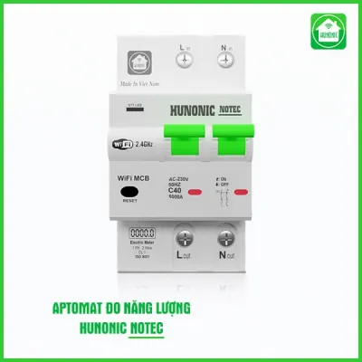 Aptomat Cầu Dao Wifi Thông Minh Đo Năng Lượng Hunonic Notec