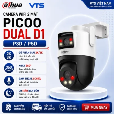 Camera Wifi DAHUA Picoo Dual D1 DH-P3D-3F-PV 6MP/DH-P5D-5F-PV 10MP, 2 Mắt, Đàm Thoại 2 Chiều, Xoay 360 Độ