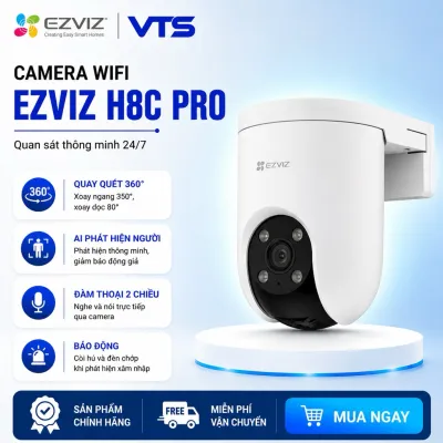 Camera Wifi EZVIZ H8C PRO 3MP 2K, Xoay 360 Độ, Trò Chuyện 2 Chiều, Ghi Hình Màu Ban Đêm - VTS