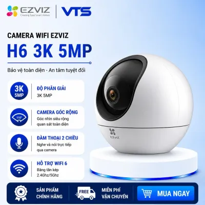 Camera Wifi EZVIZ H6 3K 5MP/C6C 4K 8MP Trong Nhà, Xoay 360 Độ, Đàm Thoại 2 Chiều, Theo Dõi
