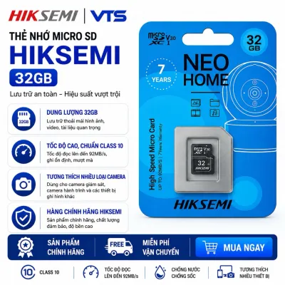 Thẻ Nhớ Micro SD 32GB HIKSEMI (HIKVISION) Class 10 Upto 92MB/S - Chuyên Dụng Cho Camera,...
