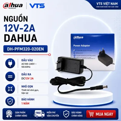 Nguồn Camera DAHUA 12V-2A DH-PFM320-020EN, Nguồn 12V2A chuyên dụng camera, Adapter Camera CCTV
