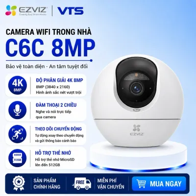 Camera Wifi EZVIZ C6C 4K 8MP/H6 3K 5MP, Xoay 360 Độ, Đàm Thoại 2 Chiều, Theo Dõi Chuyển Động - VTS SmartHome