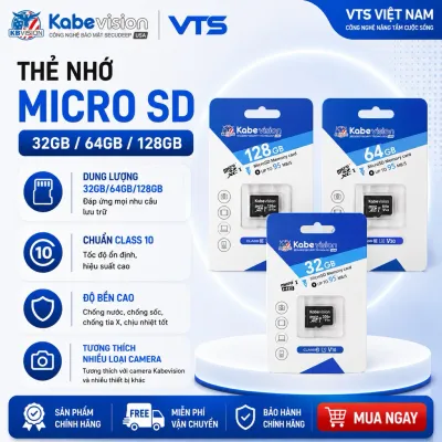 Thẻ Nhớ KABEVISION 32GB/64GB/128GB MicroSD Ultra Class 10, Chuyên Dụng Cho Camera - VTS Việt Nam