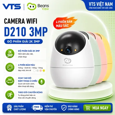 Camera Wifi BeansView D210 3MP Trong Nhà, 4 Phiên Bản Màu, Xoay 360 Độ, Đàm Thoại, Ai Thông Minh