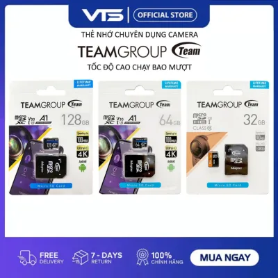 Thẻ Nhớ Micro SDXC TeamGroup 128GB, 64GB, 32GB UHS-I U3 V30 A1 upto 100MB/s kèm Adapter - Chuyên dùng cho Camera