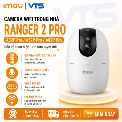 Camera Wifi IMOU RANGER 2 PRO A32P 3MP/ A52P 5MP, Hổ Trợ Wifi 6, Xoay 360 Độ, 1 Chạm Gọi Điện