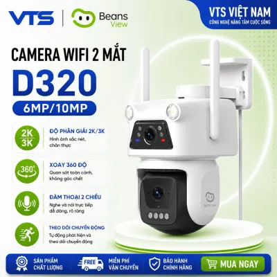 Camera Wifi 2 Mắt BeansView D320 3MP+3MP/5MP+5MP Ngoài Trời, Ống Kính Kép, Có Màu Ban Đêm, Báo Động