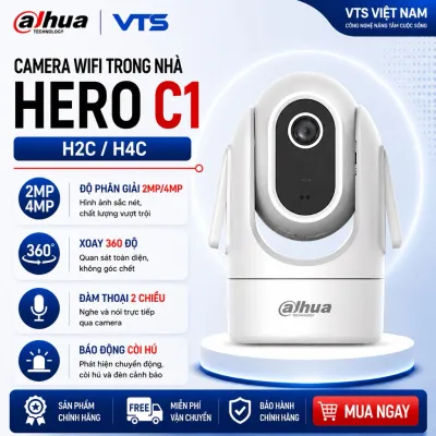 Camera Wifi DAHUA HERO C1 H4C 4MP, H2C 2MP, Xoay 360, Đàm Thoại 2 Chiều, Auto Register, Phát Hiện Xâm Nhâp