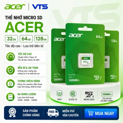 Thẻ Nhớ Micro SD ACER 32GB/64GB/128GB MSC100 UHS-I U3 V30 A1 – 100MB/s Chuyên Dùng Camera, Chính Hãng
