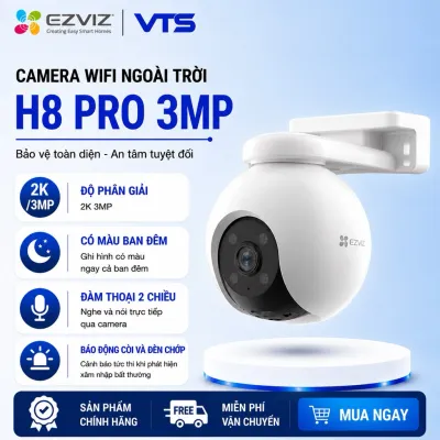 Camera WiFi EZVIZ H8 PRO 2K 3MP, Full Color, Xoay 360 độ, Đàm Thoại 2 Chiều, Phát Hiện Chuyển Động - VTS SmartHome