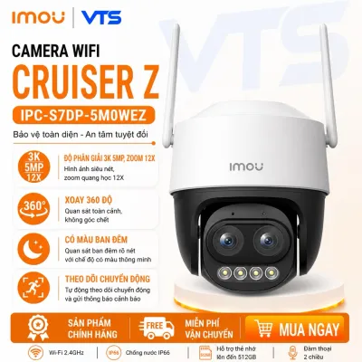 Camera Wifi IMOU CRUISER Z S7DP 3K 5MP, Zoom 12X, Ống Kính Kép, Xoay 360 Độ, Đàm Thoại 2 Chiều, Có Màu Ban Đêm