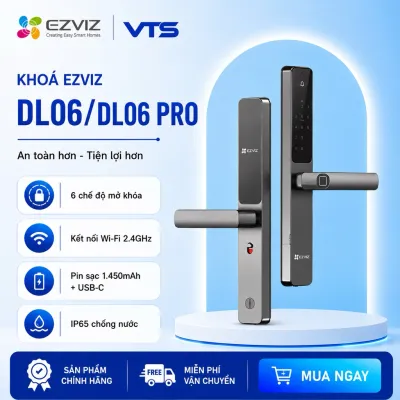 Khóa Vân Tay EZVIZ DL06/DL06 Pro - Phù Hợp Cửa Nhôm, Khóa Từ Xa Qua App, Vân Tay, Thẻ Từ, Mật Khẩu