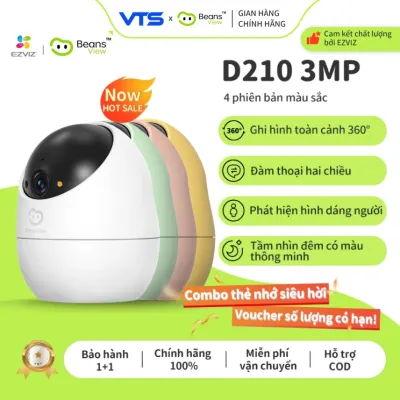 Camera Wifi BeansView Trong nhà D210 3MP, 4 Phiên Bản Màu, Xoay 360 Độ, Đàm Thoại, Ai Thông Minh