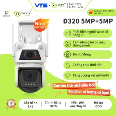 Camera Wifi 2 Mắt BeansView D320 3MP+3MP/5MP+5MP Ngoài Trời, Ống Kính Kép, Có Màu Ban Đêm, Báo Động