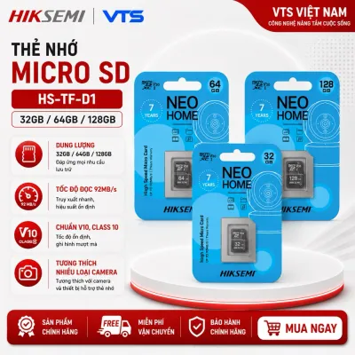 Thẻ Nhớ Micro SD HIKSEMI D1 32GB/64GB/128GB Class 10 Tốc Độ 92MB/s Chuyên Dùng Cho Camera - VTS VN