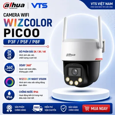 Camera Wifi DAHUA WizColor P3F-PV/P5F-PV/P8F-PV, Có Màu Ban Đêm, Xoay 360 Độ, Đàm Thoại 2 Chiều