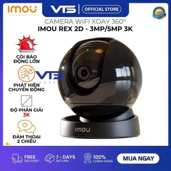 [FREESHIP] Camera Wifi Imou REX 2D 3K 5MP, Quay Quét 360 Thông Minh, Đàm Thoại 2 Chiều, Phát Hiện Người AI GK2DP - VTS