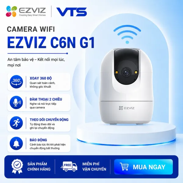 Camera Wifi EZVIZ C6N G1 5MP/C6N G1 3MP/C6N PRO 3MP, Xoay 360 Độ, Đàm Thoại 2 Chiều, Theo Dõi