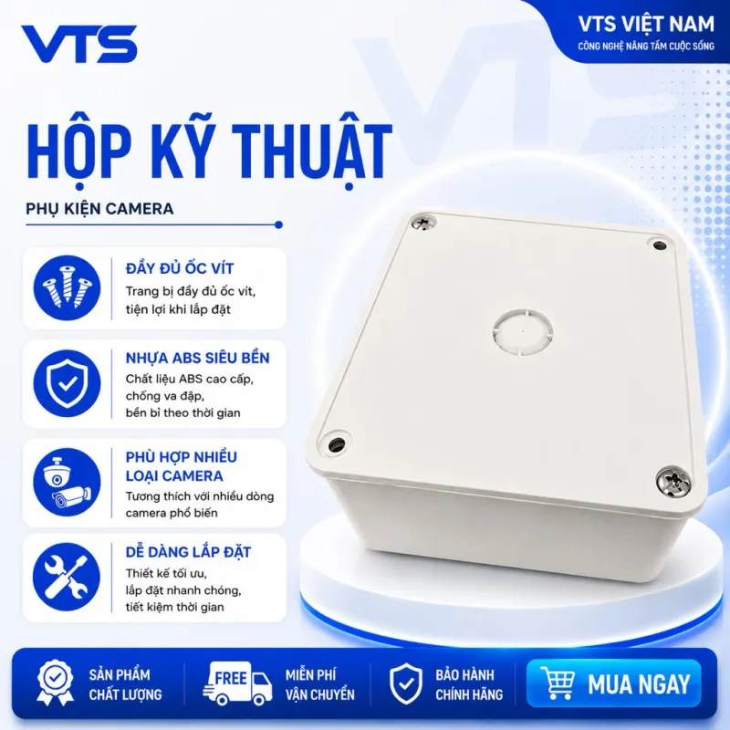 Hộp Kỹ Thuật 12x12 Bảo Vệ Nguồn Camera - Chất Liệu ABS Cao Cấp, Hộp Kỹ Thuật Chất Lượng - VTS VN