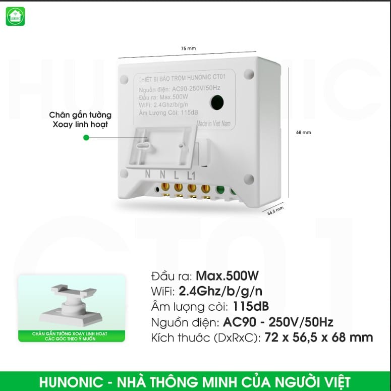 Thiết Bị Chống Trộm Và Báo Khách Wifi Hunonic CT01 3