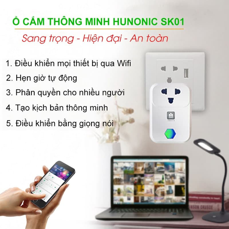 [Ổ cắm thông minh wifi Hunonic SK01] Wifi Điều khiển từ xa qua điện thoại 4
