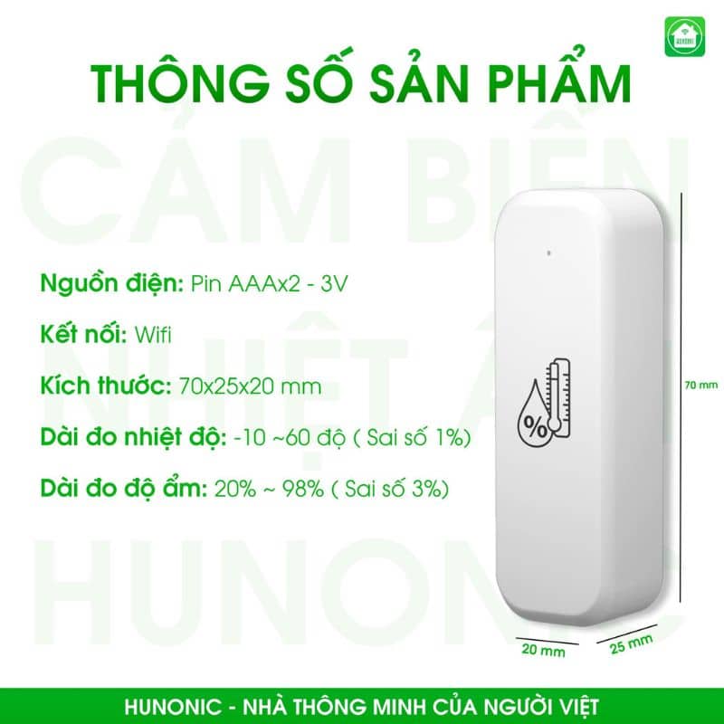 Cảm Biến Nhiệt Ẩm Wifi Hunonic 3