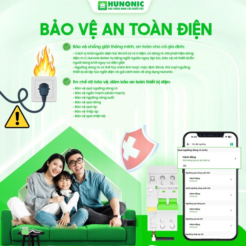 Thiết Bị Bảo Vệ An Toàn Điện Thông Minh HUNONIC BATEC 4
