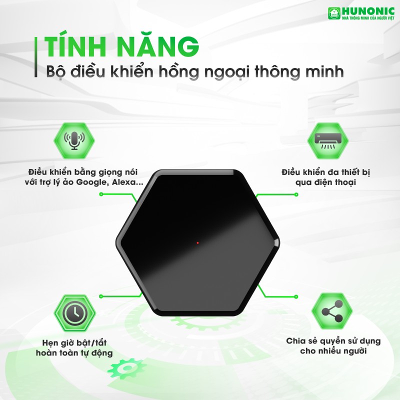 Bộ điều khiển hồng ngoại wifi Hunonic IR Smart, điều khiển Tivi, Điều Hoà qua điện thoại 4