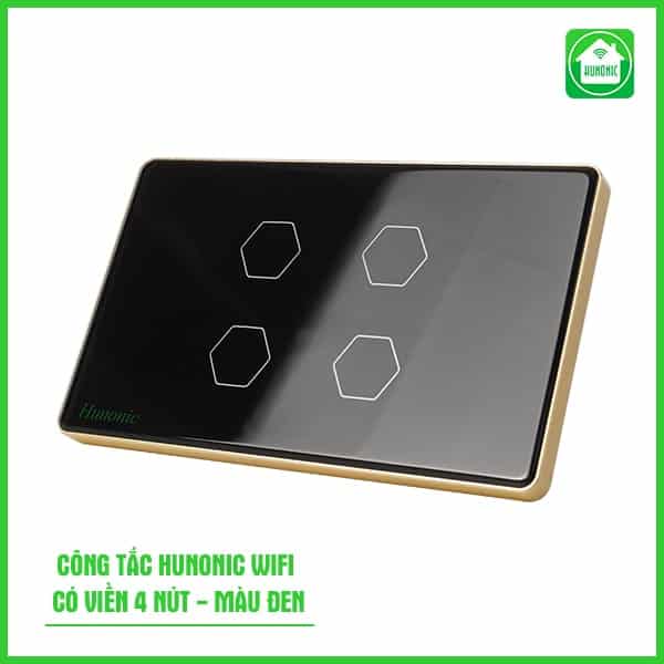 Công Tắc Cảm Ứng Wifi Hunonic Hình Chữ Nhật Viền Vàng 5