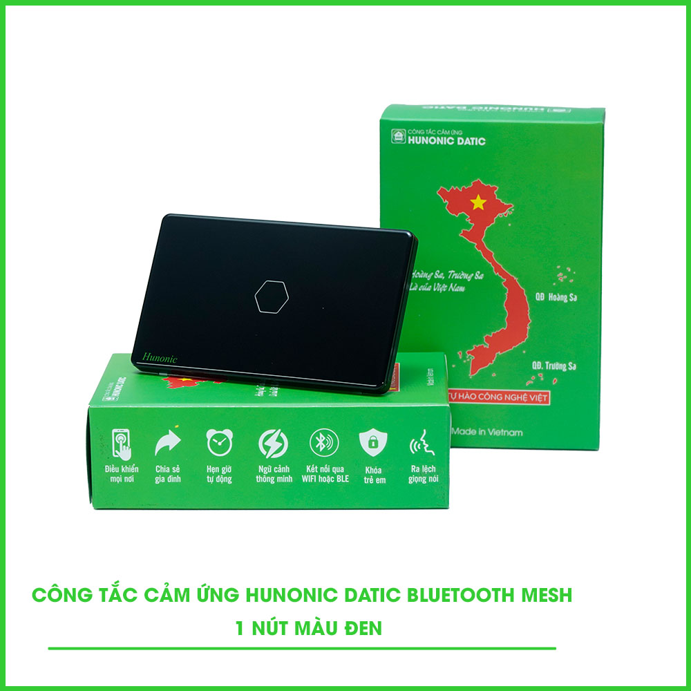 Công Tắc Cảm Ứng 1 Nút BLE Mesh Hunonic Datic Màu Đen